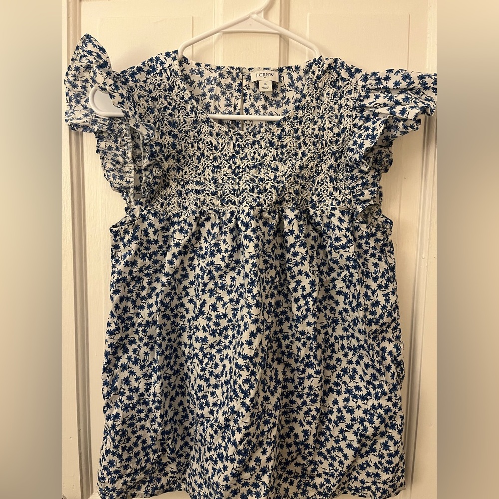 J. Crew flutter tank blue floral